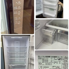 R079 ☀️ ジモティー限定価格！ HITACHI 3ドア冷蔵庫 (375L) 17年製 R-K380HV ⭐ 動作確認済 ⭐ クリーニング済