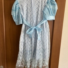 水色レース　半袖ドレス　サイズ150の画像