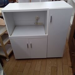 ★ジモティ割あり★  レンジ台 ホワイト H94×D47×W89...