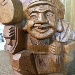 大国様　一刀彫　木製　置物　の画像