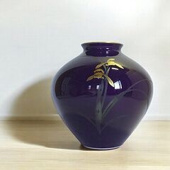 香蘭社　花瓶　蘭の香　瑠璃　金彩