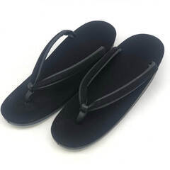 ss7266　喪服用草履 Lサイズ 2足セット 夏用 冬用 黒草履 ブラックフォーマル 冠婚葬祭 黒無地 防寒草履 冬草履 ぞうり 和服 着物 和装小物 喪服用草履 中古の画像