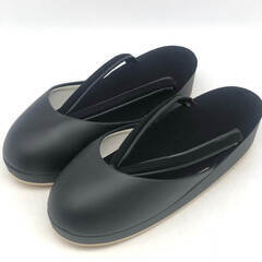 ss7266　喪服用草履 Lサイズ 2足セット 夏用 冬用 黒草履 ブラックフォーマル 冠婚葬祭 黒無地 防寒草履 冬草履 ぞうり 和服 着物 和装小物 喪服用草履 中古の画像