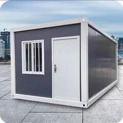 【資材でのご提供】W2000×D3000×H2500㎜ ジャスト約6㎡・3.7畳 申請不要 現地組立 ユニットハウス 簡易ハウス コンテナハウス 窓二つ付き 納期相談 低コスト 耐火 断熱 防音 耐震 連結可能 増築対策 物置・事務所・別宅・従業員宿舎に最適 日本語説明書付き グレー (グリーン)の画像