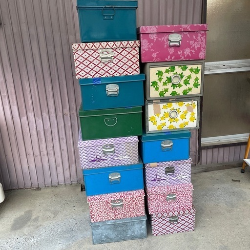 15個セット　昭和　レトロ　ブリキ　衣装ケース　缶　鉄製
