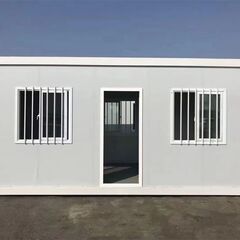 【資材でのご提供】W2000×D3000×H2500㎜ ジャスト約6㎡・3.7畳 現地組立 ユニットハウス 簡易ナハウス 窓二つ付き 納期相談 低コスト 耐火 断熱 防音 耐震 連結可能 増築対策 物置・事務所・別宅・従業員宿舎に最適 日本語説明書付き グレー (グリーン)[兵庫から全国]新品未使用 ユニットハウス プレハブ 海上 コンテナ ログ 仮設住宅 事務所 倉庫 野外 OK 海外製 格安 屋上テラスガレージ（の画像