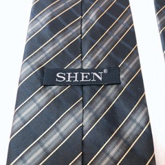 SHENシェンネクタイ 中古 美品 シンプル 柄物ナロータイレギュラータイの画像