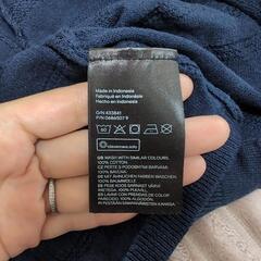 H&M ネイビー ストライプ編み カーディガン 68の画像