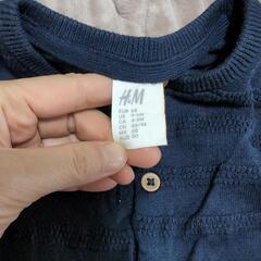H&M ネイビー ストライプ編み カーディガン 68の画像