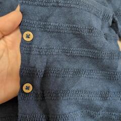 H&M ネイビー ストライプ編み カーディガン 68の画像