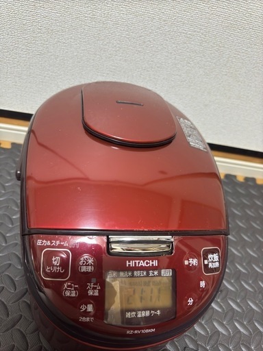 HITACHI　スチーム\u0026可変圧力IHジャー炊飯器　2016年製　RZ-RV10BKM 合炊き 1.0L レッド