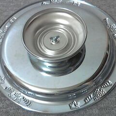 レトロ ステンレス製 回転オードブルプレート　ケーキ皿　デザート皿　未使用　長期保管品　美品の画像