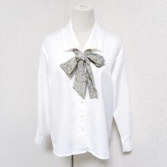 アルベルコ ボウタイブラウス トップス 花柄リボン ホワイト F レディースの画像
