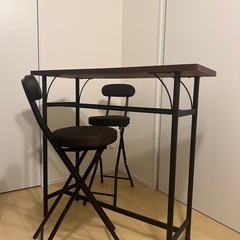 ハイテーブル(カウンターテーブル)、チェア2脚セット