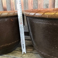 used 大きめ植木鉢 趣ある 焼き物 茶色 ブラウン 2個セットの画像