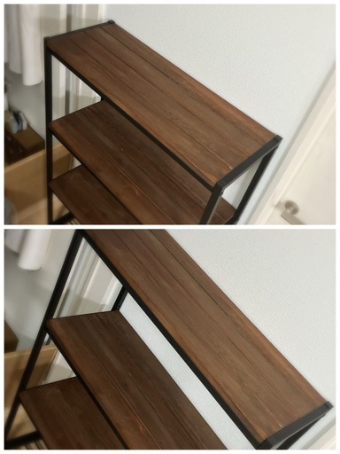 ウッドディスプレイラック／アイアン／パイン材 ／スリムタイプ4段／棚