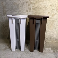 除菌済 2個セット ゴミ箱 ペダル式 茶 白 ②の画像