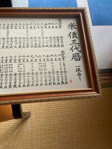 明治から昭和までの米価一覧（三代暦）の額装 (minpakuマサ) 黒石の