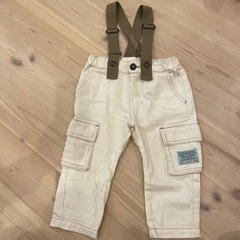 アイボリー サスペンダー付きオーバーオール