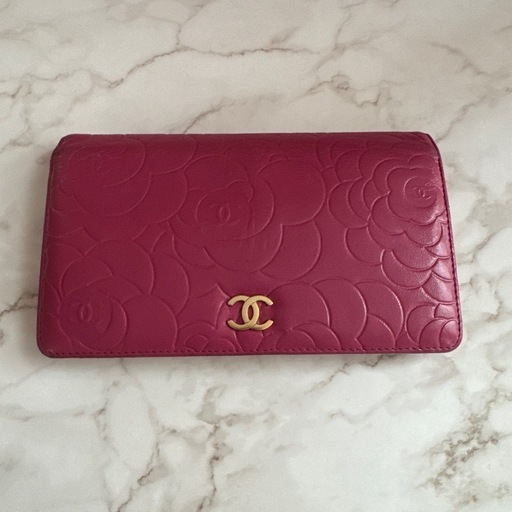 CHANEL シャネル カメリア 二つ折り 長財布 ピンク