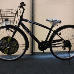 ☆新品・未使用　クロスバイク　カゴ・ドロヨケ・オートライト・6段変速　　27インチ　マットネイビー　サイクルギャリラリー周南の画像