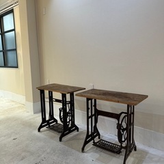 2台セット　
ミシン脚　テーブル　アンティーク　古材　の画像