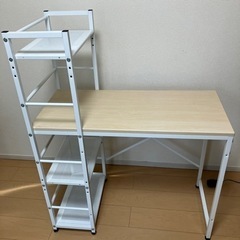 取りに来られる方　LOWYA ホワイト棚付きパソコンデスク