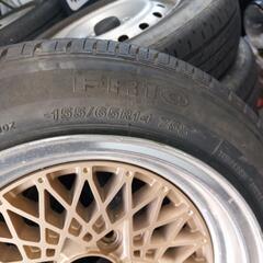 🔶旧車用14インチホイール/タイヤ4本セット　ゴールドメッシュの画像