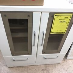 【A440】食器棚 ホワイト 2枚扉 幅80cm×奥行42cm×...