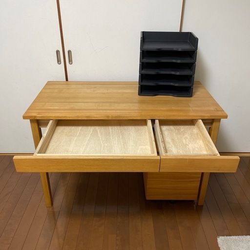 無垢材デスク（引出付）・オーク材 | 無印良品 無印良品のデスク