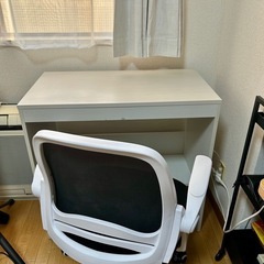 【まとめ売り】 幅80×45㎝ 収納付きホワイトパソコンデス台椅子付き