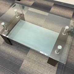 【ジャンク品】ガラスローテーブル