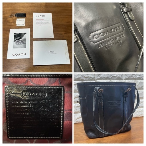 COACHトートバッグ ハンドバッグ 黒 肩掛け オールレザー オールドコーチ COACH◇オールドコーチ/トートバッグ/レザー/BLK : セカンド