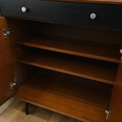 ★ジモティ割あり★ Journal standard furniture     食器棚　木製　おしゃれ　 ブラウン H181×W117×D43 クリーニング済み KJ8149　の画像