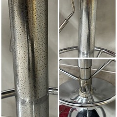 昇降 回転式 カウンターチェア 赤 黒 2脚の画像