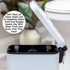 ソフトクローズ四角形ゴミ箱 5L 袋のズレ防止クリップと蓋付きの画像