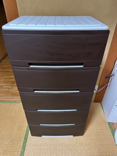 プラスチック製収納ボックス五段