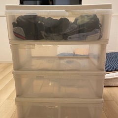 【中古】クリア4段ボックス
