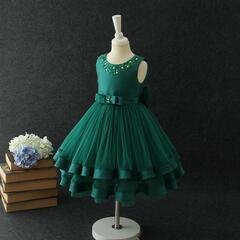 KIDS 子供 ドレス 発表会 グリーン 150サイズの画像