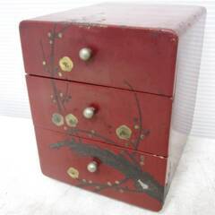 昭和レトロ　姫箪笥　小物入れ　3段ミニ引出　梅タンス　工芸品　ア...