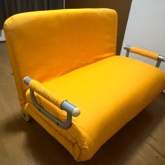 ソファーベット　　セミダブル？orダブル　黄色　一部カビあり！