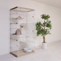 中古キャットケージ3段/アイリスオオヤマ猫ちゃんケージ3段の画像