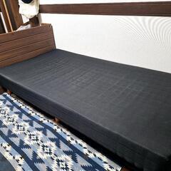 (中古品)シングルベッド・脚付きマットレスタイプ(ブラック)