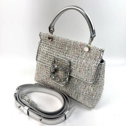 【美品】ロジェヴィヴィエ ハンドバッグ 2way フラワーストラスバックル