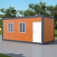 資材でのご提供，W2000×D3000×H2500㎜ ジャスト約6㎡・3.7畳 2階建て2個セット現地組立 ユニットハウス 簡易ハウス コンテナハウス 窓二つ付き 納期相談 低コスト 耐火 断熱 防音 耐震 連結可能 増築対策 物置・事務所・別宅・従業員宿舎に最適 日本語説明書付き グレー (グリーン)[兵庫から全国]新品未使用 ユニットハウス プレハブ 海上 コンテナ ログ 仮設住宅 事務所 倉庫 野外 OK 格安 屋上テラスガレージ（の画像