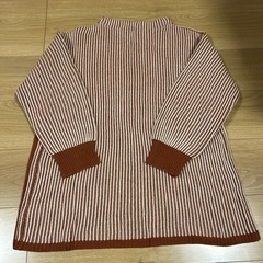 セーター　ニット　Mサイズ　ストライプ　ブラウン　タートルネック　あったかの画像