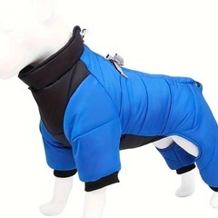 雪の日の散歩◾️犬ペットMサイズ洋服上着青ジャンパー抜け毛防止の画像