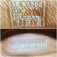 stefanorossi ステファノロッシ スワールトゥ 25.0cm ブラウン 茶 本革 本皮 ビジネスシューズの画像