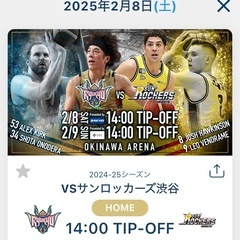 【琉球ゴールデンキングス】2/8(土)渋谷サンロツカーズ 戦チケット