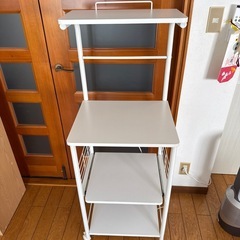 レンジラック(電子レンジ、 炊飯器、トースター収納)　ホワイト　　の画像